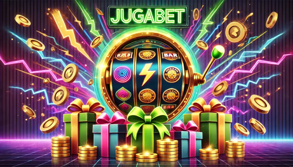 Imagen promocional de JugaBet con máquinas tragamonedas temáticas
